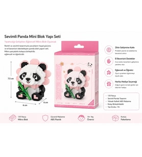 Mey İthalat® OTURAN SEVİMLİ ÇİÇEK PANDA 350 PARÇA BLOCK OYUNCAK
