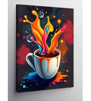 Kanvas Tablo Kahve Ve Renklerin Dansı