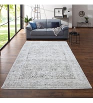 Sound Vintage Modern Dokuma Halı – Salon Oturma Odası Yatak Odası Antre Dekoratif Halı 0086A (Krem)