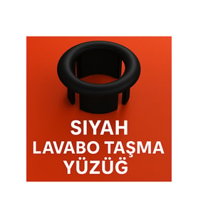 SİYAH RENKLİ, ŞIK TASARIMLI, ESTETİK VE UYUMLU LAVABO TAŞMA YÜZÜĞÜ – STANDART MODEL