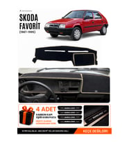 SKODA FAVORİT (1987-1995) Uyumlu Torpido Örtüsü Torpido Kılıfı - Siyah Bej