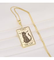 Tasarım The Cat Tarot Kolye 925K Gümüş (Gold)