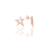 Gümüş Rose Zirkon Taşlı Yıldız Küpe SGTL12213ROSE
