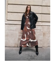 LCW Modest Kahverengi Batik Desenli Gömlek Elbise