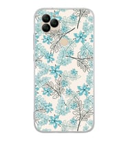 PrintiFy General Mobile GM 22 Uyumlu Kamera Korumalı Floral Su Yeşili Tasarımlı Şeffaf  Kılıf