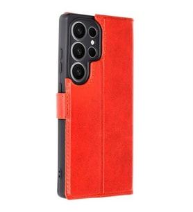 Coverzone Samsung Galaxy S25 Ultra ile uyumlu K?l?f New Trend S Plus Deri C�zdan K?l?f �n kapakl? tasar?m Stand Olabilen ??k Zarif Tasar?m Galaxy S25 Ultra i�in K?l?f S25 Ultra Kapak K?rm?z?