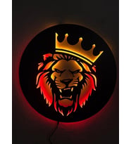Led Işıklı Tablo Dekoratif Taç Aslan Duvar Süsü Dekorasyon