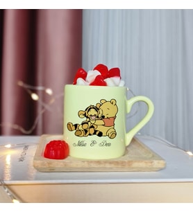 Winnie The Pooh & Tigger Tasarımlı Kişiye Özel Sarı Türk Kahvesi Fincanı