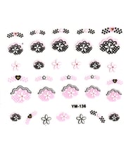Tırnak Sticker, Tırnak Süsleme, Nail Art (ym-136) - 6X5 cm - Yıldız Kalp Çiçek