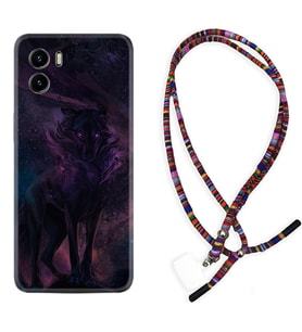 Vivo Y15S Y32 Y33S Y51 Y53S Kılıf Boyun Asklı Rasta Silikon Black Purple Wolf 1791