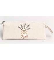 Kişiye Özel Lavanta Buketi Baskılı Fermuarlı Clutch El Çantası Makyaj Çantası