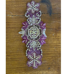 26X12 CN OSMANLI DESEENİ NAKIŞ TAŞ VE BONCUK İŞLEME ABİYE İŞLEME APLİKE AKSESUARI (Pembe)
