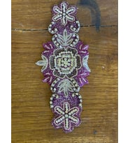 26X12 CN OSMANLI DESEENİ NAKIŞ TAŞ VE BONCUK İŞLEME ABİYE İŞLEME APLİKE AKSESUARI (Pembe)