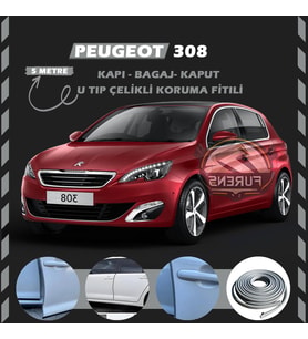 Peugeot 308 Oto Araç Kapı Koruma Fitili 5metre Parlak Gri Renk