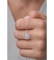 925 Ayar Gümüş Rose Zirkon Taşlı Çiçek Kolye