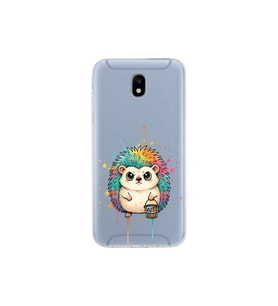 Samsung Galaxy J5 Pro ile Uyumlu Splash Kirpi Tasarımlı Şeffaf Silikon Kılıf