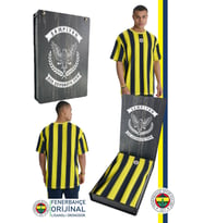 Fenerbahçe Orijinal Lisanslı Sarı Lacivert Çubuklu Erkek T-Shirt Hediyelik Ahşap Kutulu (Lacivert)