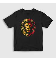 Presmono Unisex Çocuk Siyah Aslan Kafası Aslanlı Sarı Kırmızı Hediye T-Shirt 468771tt