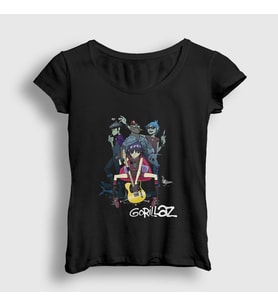 Presmono Kadın Siyah Band Gorillaz T-Shirt 54136tt