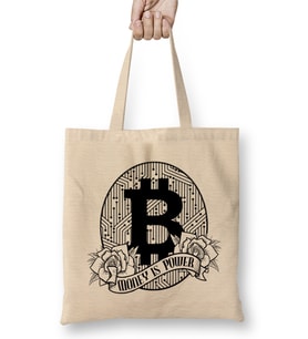 Bitcoin Money Is Power BTC Cryptocurrency Trading Bez Çanta Uzun Saplı