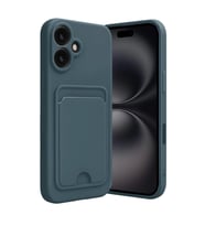 Apple İphone 16 Kılıf Kelvin Kartvizitli Silikon - Koyu Yeşil