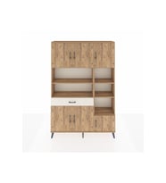 Arges Dolap 10 Raflı Tek Çekmeceli 6 Kapaklı 132x30x195 Çam-Çam/Aytaşı