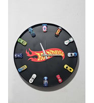 Hotwheels Temalı Duvar Saati (Siyah-Siyah)