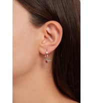 Elika Silver 925 Ayar Gümüş Çift Taşlı Ruby Kuşu Küpe