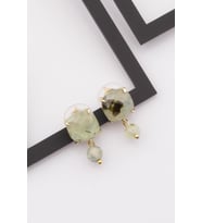 Prehnite Doğal Taş Gold Renkli Küpe