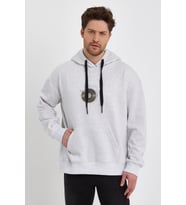 ALEXANDERGARDI CEPLİ BASKILI KAPÜŞONLU SWEATSHIRT (E22-757A-03) (Açık Gri)