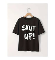 Baskılı Oversize Bisiklet Yaka T-shirt - Siyah