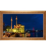 Çerçeveli Paspartulu Manzara Tablo bm1379 (Gold)