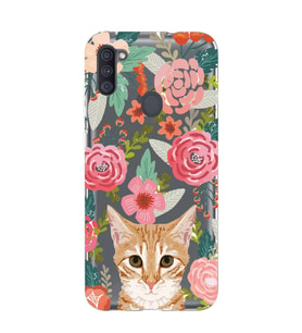 Samsung Galaxy M21 Uyumlu Kedi ve Çiçek Desenli Şeffaf Telefon Kılıfı