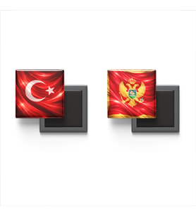 Buzdolap Magnetleri - Karadağ Bayrağı ve Türk Bayrağı - 2'li Set Magneti