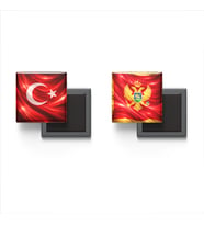 Buzdolap Magnetleri - Karadağ Bayrağı ve Türk Bayrağı - 2'li Set Magneti
