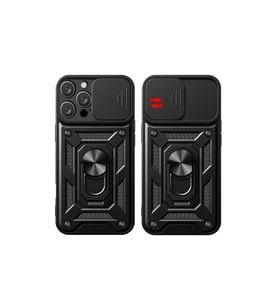 Apple İphone 16 Pro Max Kılıf Pars Lens Yüzüklü Silikon - Siyah