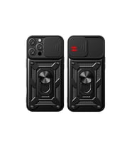 Apple İphone 16 Pro Max Kılıf Pars Lens Yüzüklü Silikon - Siyah