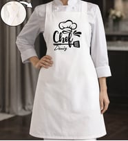 BK Gift Kişiye Özel İsimli Çapraz Askılı Beyaz Mutfak Önlüğü - 5, Aşçı Önlüğü, Şef Önlüğü, Anneye Hediye