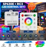 SP630E ve RC3 Pixel Şerit Led Denetleyici 5 Kanal RGBW+WW 5V-24V 12A Set Kumanda