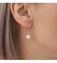 925 Ayar Gümüş Cream Tatlısu İncisi Küpe-7mm