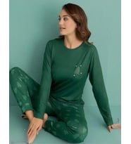 Mihra Kadın Bisiklet Yaka TERMAL Pijama Takımı 14101/11 - 1 Adet (Yeşil)