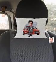 BK Gift Kişiye Özel Plakalı Erkek Ford Fiesta Karikatürlü Dikdörtgen Araç Koltuk Yastığı-1
