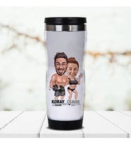 Kişiye Özel Sporcu Çiftlere Hediye Karikatürlü Termos Bardak