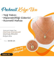 Prehneit Doğaltaş Kolye Ucu, Gümüş zincirle birlikte 3,5x1,5 cm, M472