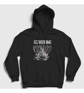 Presmono Unisex Siyah Crown Scorpions Kapüşonlu Sweatshirt 108990tt
