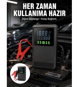 Taşınabilir Araç Akü Şarj Takviye Cihazı 150 PSI Dijital Kompresör Yeni Nesil