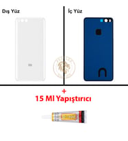 Xiaomi Mi 6 Beyaz Arka Pil Kapağı Batarya Kapağı Lazer Kesim + B-7000 Yapıştırıcı