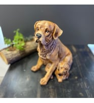 Golden Retriever Köpek ve Yavrusu Bahçe Dekoru