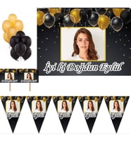 Hayaller Dükkanı Yetişkin Doğum Günü Süsleri ve Parti Seti Fotoğraflı Kişiye Özel HDTS224
