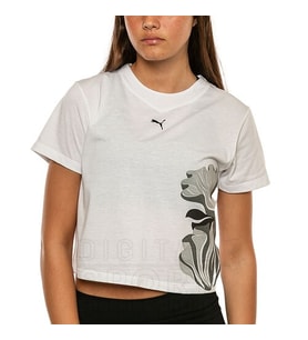 Puma W FLORAL RIBBON GRAPHIC TEE Beyaz Erkek T-Shirt 52748902